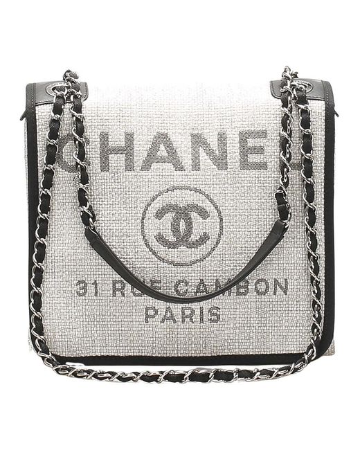 Petit sac à bandoulière en paille Deauville Chanel Vintage en coloris Gris  | Lyst