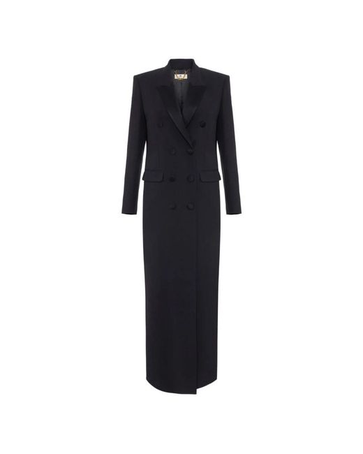 Elisabetta Franchi Black Schwarzer Taillierter Mantel
