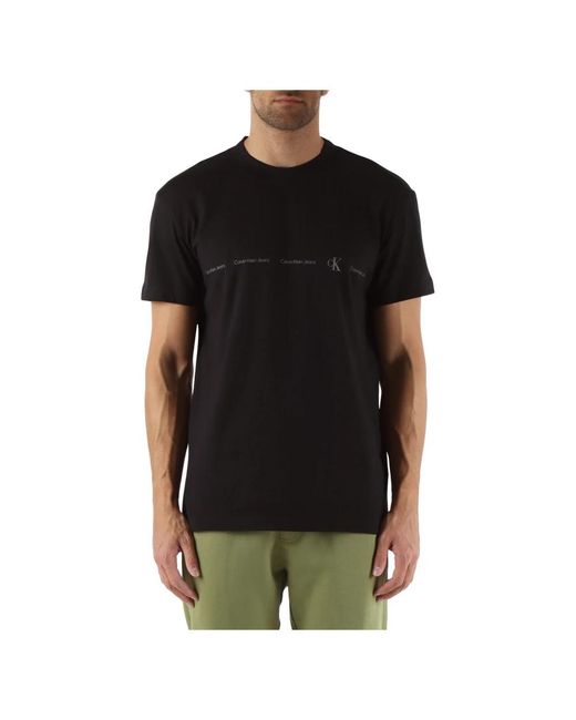 Calvin Klein Baumwoll logo t-shirt rundhals kurzarm in Black für Herren