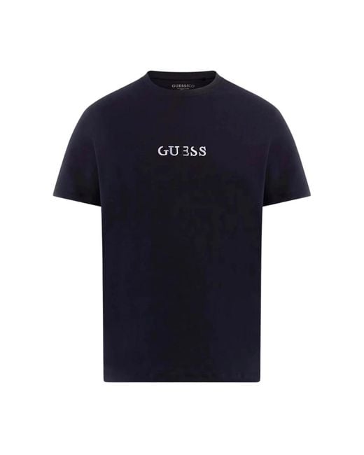 Guess Schwarzes t-shirt,weiße textil-t-shirt für männer in Blue für Herren