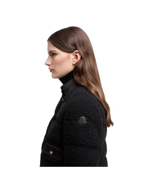 Moncler Jassen ,Zwart ,Wol Blandy Wool-Blend Bouclé Korte Donsjas in het Black