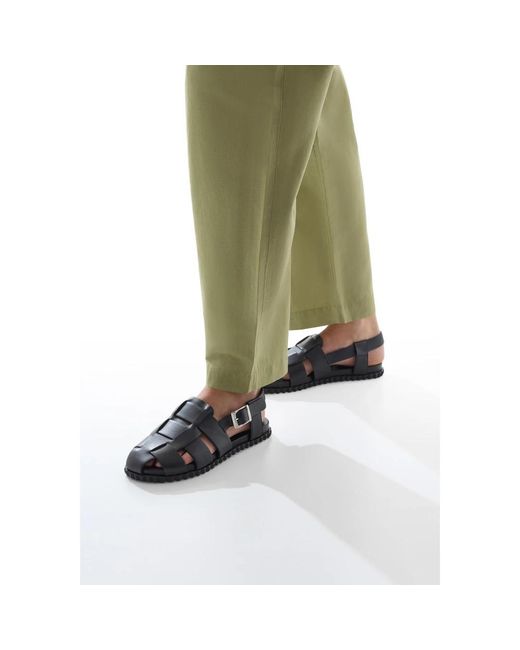 Voile Blanche Black Flat Sandals