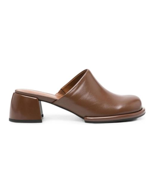 ADRIANNA FERETTI Brown Heeled Mules