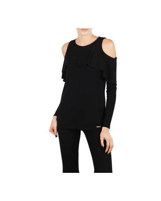 Michael Kors Overhemden ,Zwart ,Blouse Met Ontblote Schouder in het Black