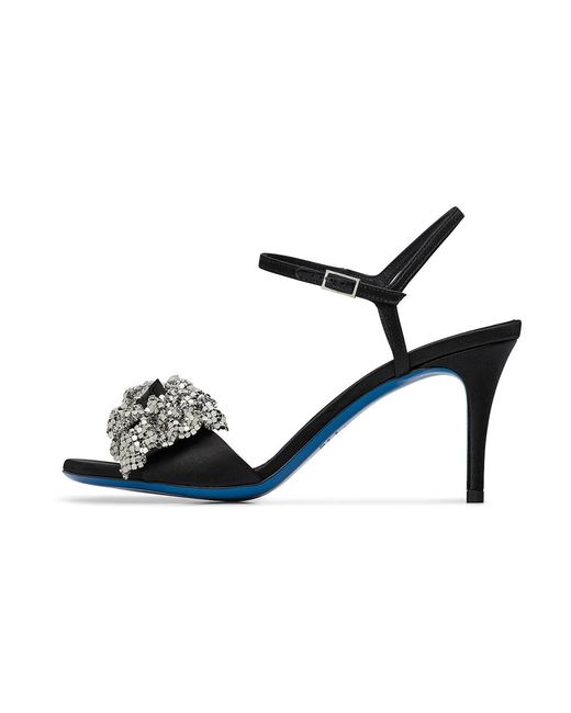 Loriblu Blue Schwarzer Satinsandalen Mit Mikro-Studs-Schleife