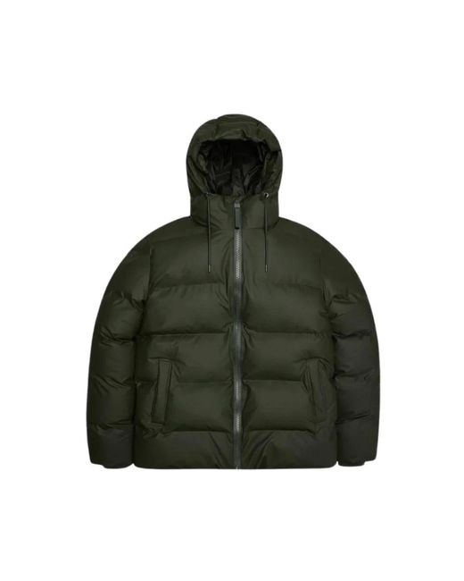 Rains Green Down Jackets for men