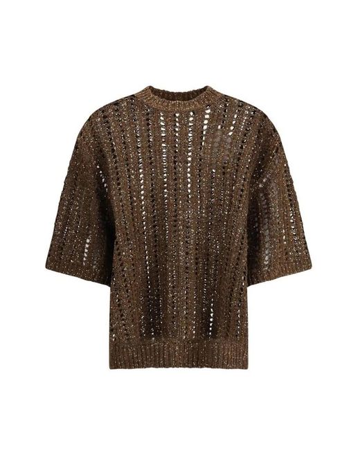 Maglione a maglia con paillettes di Brunello Cucinelli in Brown