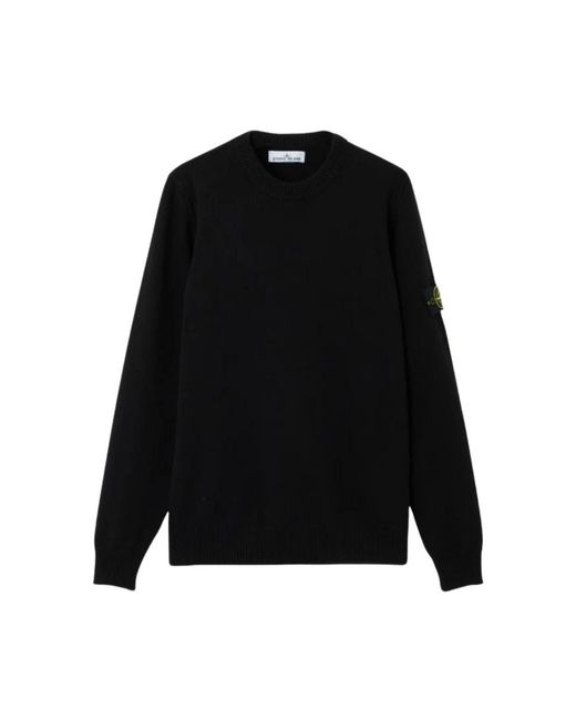 Stone Island Black Round-Neck Knitwear for men