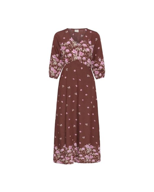 Kaffe Midi Jurk in het Red