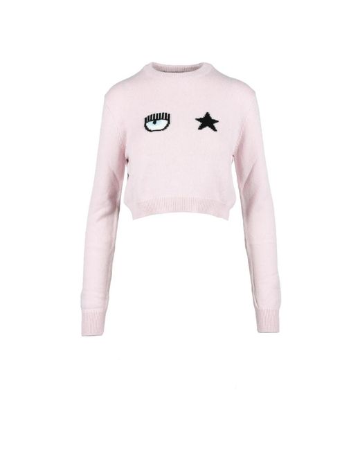 Round-Neck Knitwear Chiara Ferragni de color Pink