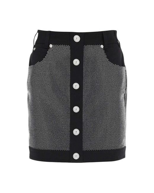 Minifalda de mezclilla con pedrería Balmain de color Black