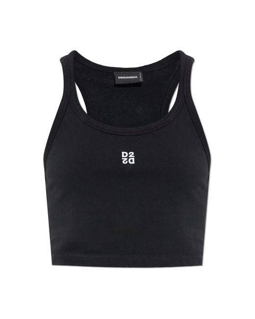 DSquared² Tops ,Zwart ,Katoen Mouwloze Top in het Black