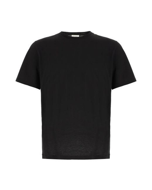 Saint Laurent Black Crewneck T-Shirt With Cassandre Detail for men