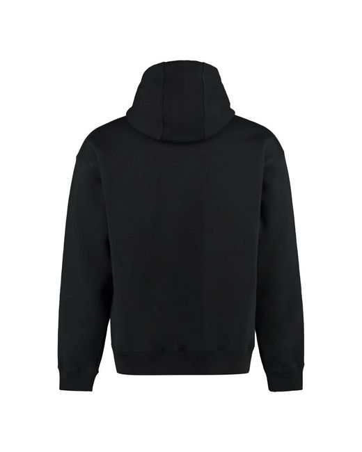 Versace Hoodies & Sweatvesten ,Zwart ,Katoen Geribbelde Katoenen Hoodie in het Black