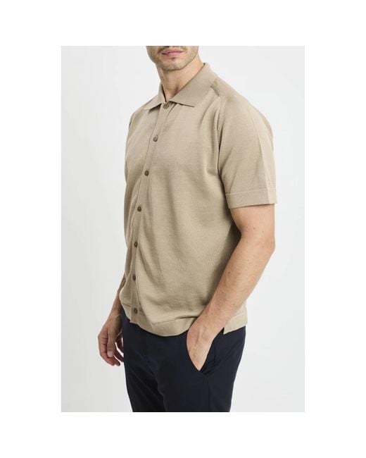 Daniele Fiesoli Natural Short Sleeve Shirts for men