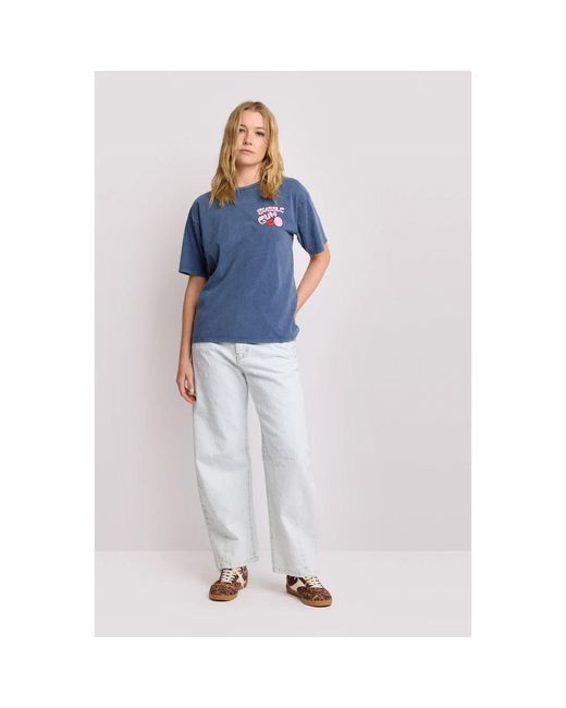 Kocca Tops ,Blauw ,Katoen T-Shirt Met Pop-Art Grafische Print in het Blue