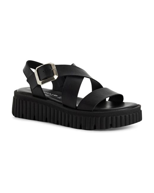 Tamaris Black Flat Sandals