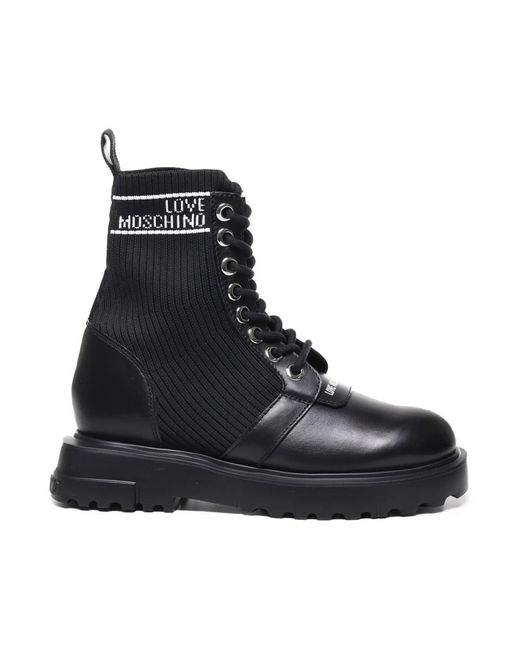 Love Moschino Black Lace-Up Boots