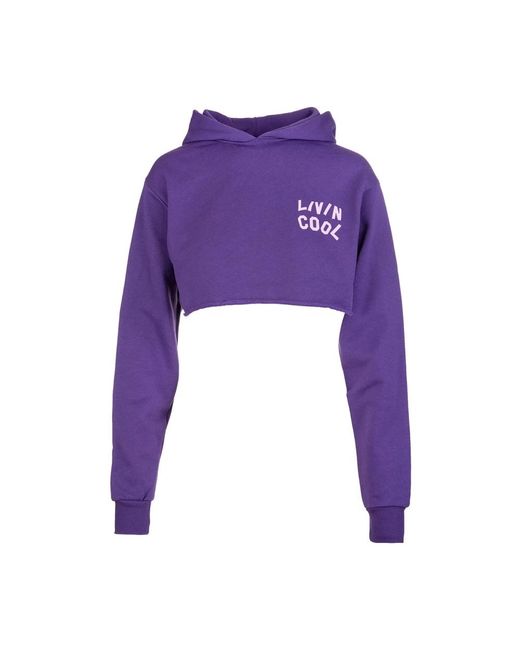 LIVINCOOL Hoodies & Sweatvesten ,Paars ,Paarse Orchidee Crop Hoodie Artwork in het Purple
