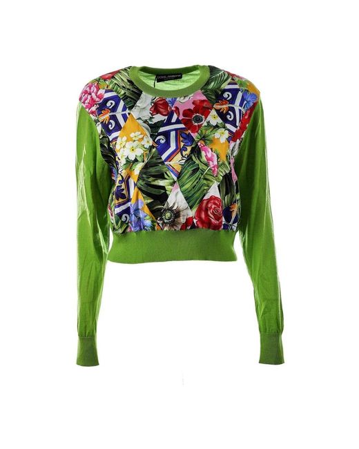 Dolce & Gabbana Green Round-Neck Knitwear