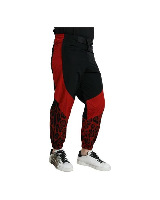 Dolce & Gabbana Leopard print jogger hose in Red für Herren