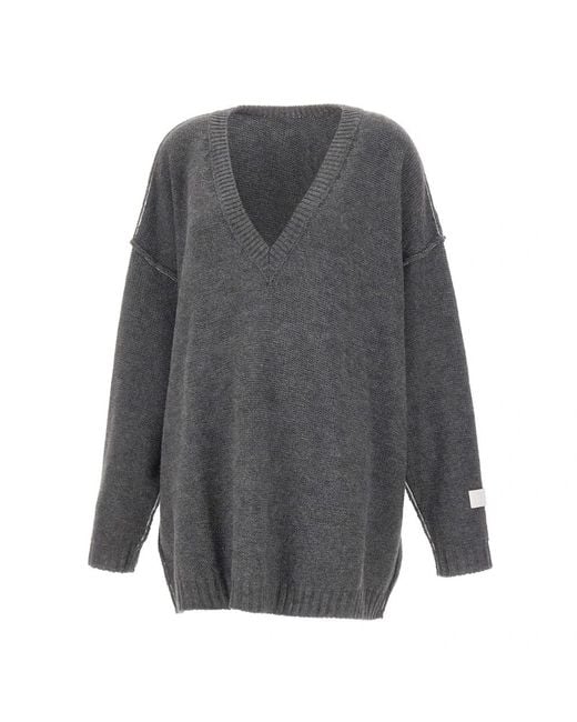 MM6 by Maison Margiela Gray V-Neck Knitwear