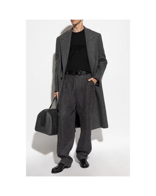 Ferragamo Tops ,Zwart ,Katoen T-Shirt Met Velvet-Finish Logo in het Black voor heren