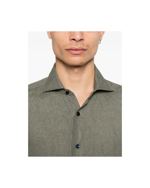 Barba Napoli Men's Green Casual Shirts
