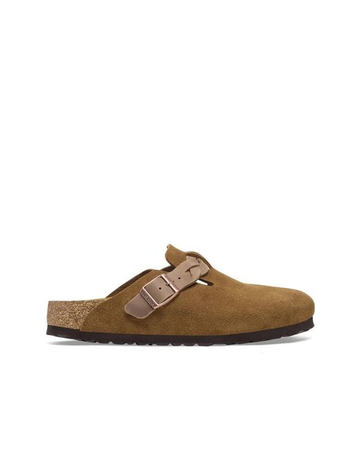 Zoccoli in pelle con cinturino intrecciato di Birkenstock in Brown
