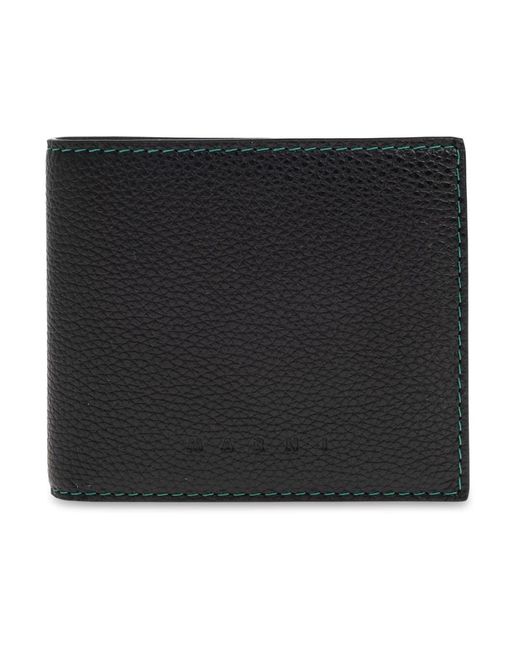 Marni Accessoires ,Zwart ,Leer Folding Logo Wallet in het Black voor heren