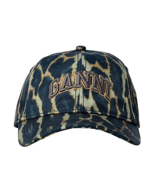 Ganni Accessoires ,Bruin ,Logo Patch Baseball Cap in het Green