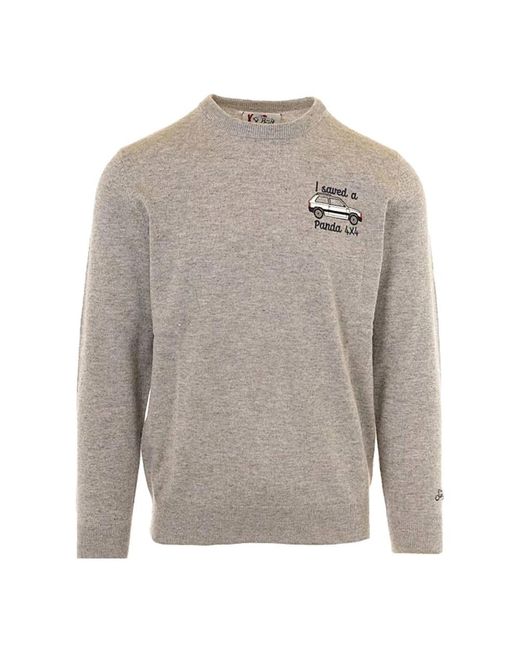 Mc2 Saint Barth Gray Round-Neck Knitwear for men
