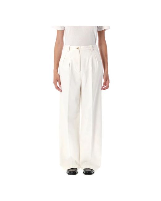 A.P.C. White Wide Trousers