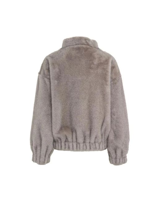Liu Jo Gray Faux Fur & Shearling Jackets