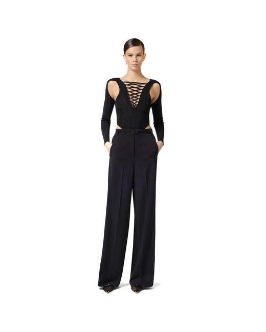 Elisabetta Franchi Black Wide Trousers