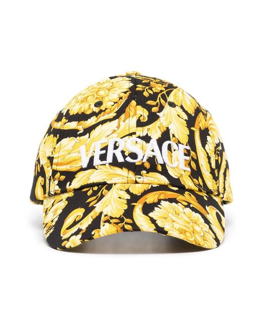 Versace Barocco muster baseball cap in Yellow für Herren