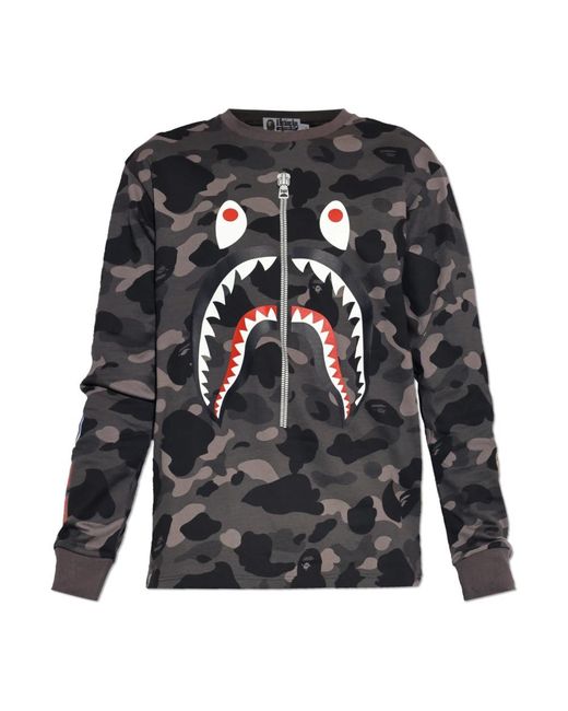 A Bathing Ape Gray Long Sleeve Tops for men