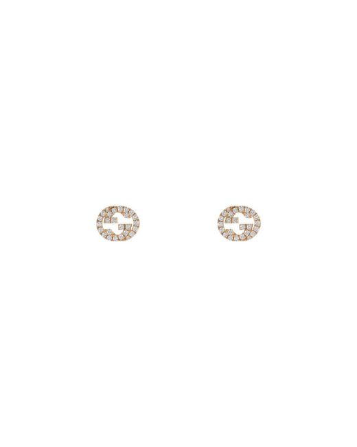 Gucci Metallic Interlocking Diamond 18K Stud Earrings