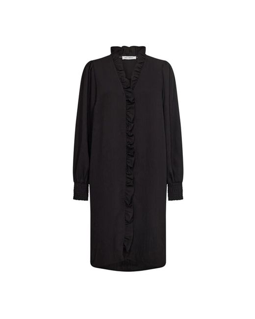 co'couture Black Schwarzes kleid mit rüschen und smock-schetten