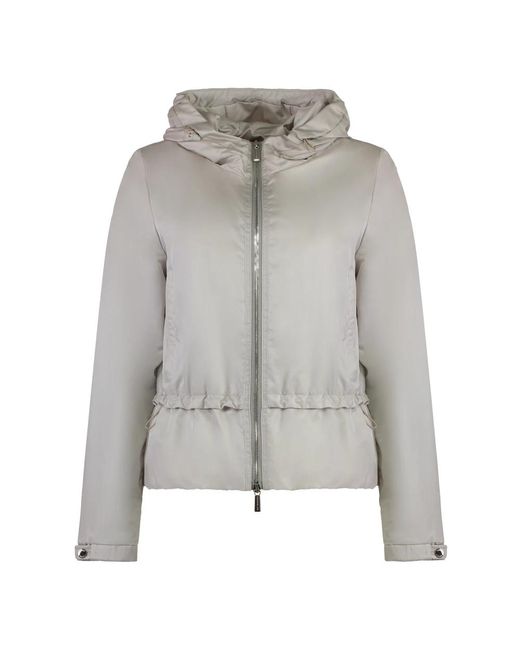 Moorer Jassen ,Grijs ,Hooded Techno Stofjas Met Trekkoord in het Gray