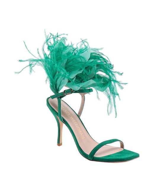 Stuart Weitzman Luxe Suède Hoge Hak Sandalen in het Green