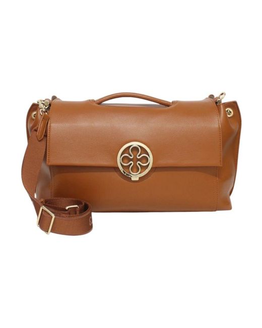 V73 Brown Damenhandtasche Aus Kunstleder Mit Logo