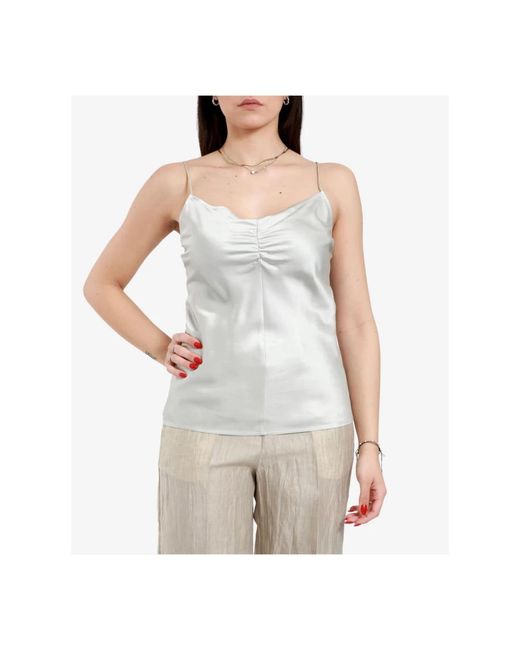 Grifoni Tops ,Grijs ,Satijn Sleeveless Tops in het White