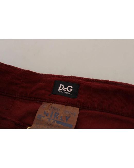 Dolce & Gabbana Red Maroon corduroy slim fit casual hose