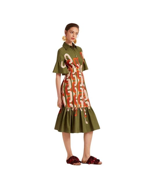 LaDoubleJ Kleedjes ,Veelkleurig ,Choux Midi Jurk in het Multicolor