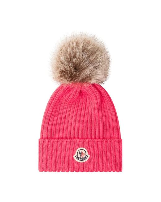 Moncler Pink Rippstrick-Mütze