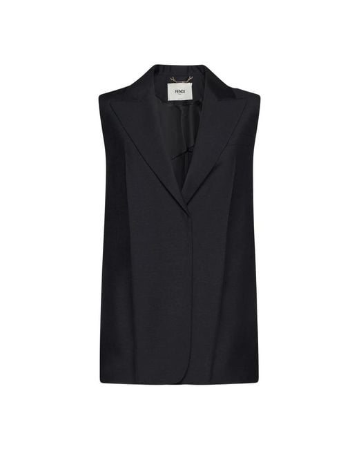 Fendi Black Sleeveless Tops