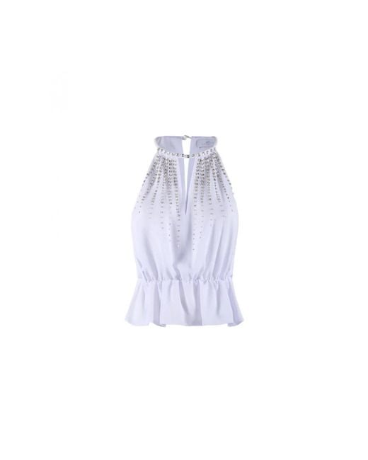 Nenette Blue Sleeveless Tops