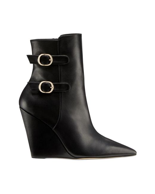 Stuart Weitzman Schoenen ,Zwart ,Leer Western-Geïnspireerde Saloon 100 Wedge Boot in het Black