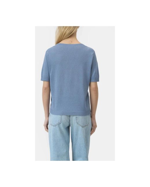 Closed V-Hals Gebreide Top in het Blue